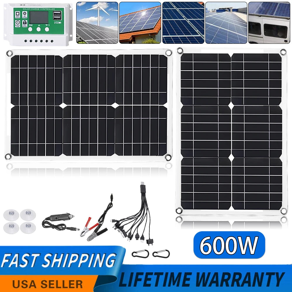 Portable Solar Power Charger for Bank Battery Camping Car Boat RV Solar Plate