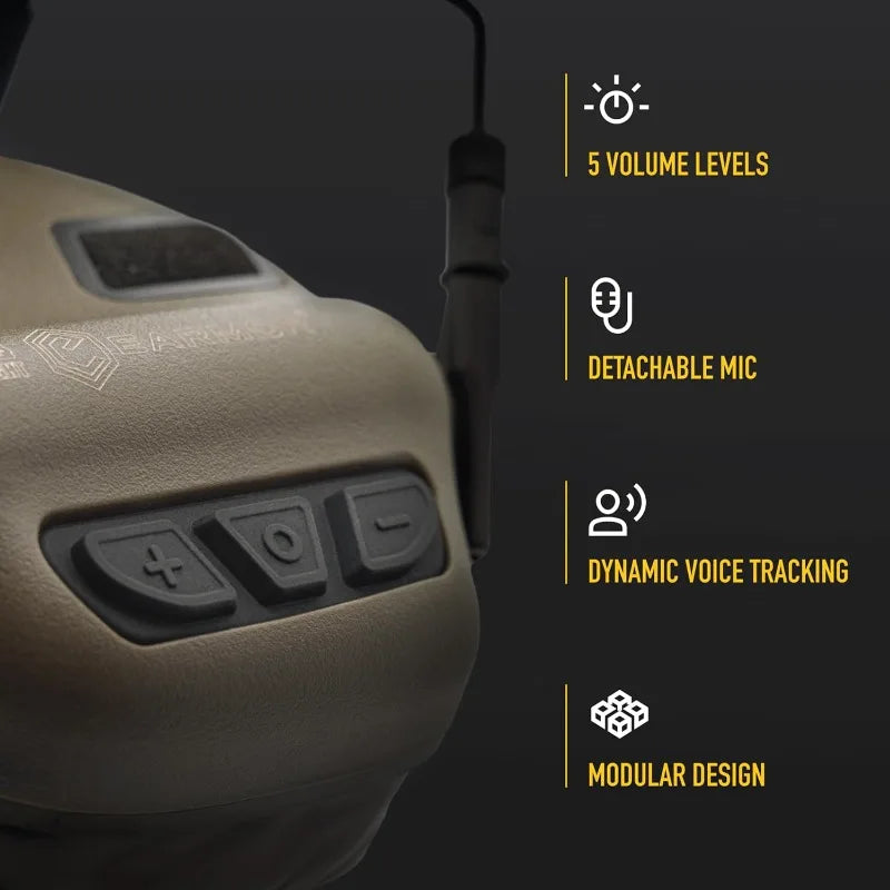 Tactical Headset Hunting & Shooting Earmuffs with Microphone, Sound Amplification,