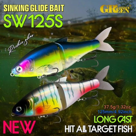 GRS Glider Fishing Lures  Glide Bait Jointed Swimbait Artificial Hard Baits Lures with Treble Hooks