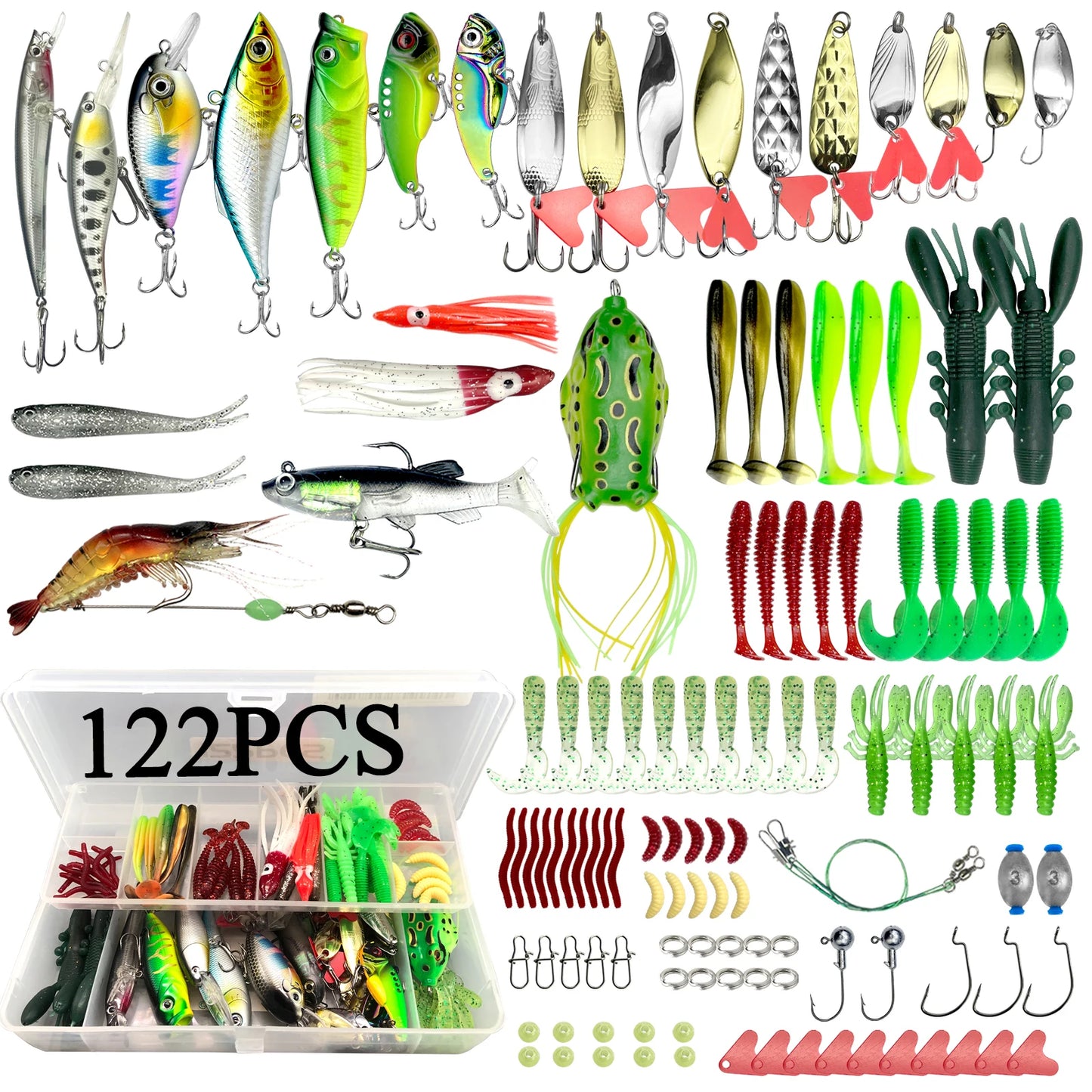 Fishing Lures Kit for Topwater Bait Rigs Tackle Kit for Bass Trout Salmon Fishing Accessories
