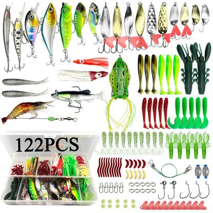 Fishing Lures Kit for Topwater Bait Rigs Tackle Kit for Bass Trout Salmon Fishing Accessories