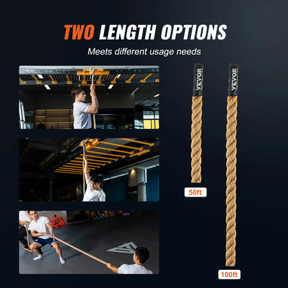 SucceBuy 50/100FT Gym Climbing Rope Length Gym Fitness Training Rope Gym Exercise Workout Rope for Adults Climbing for Fitness