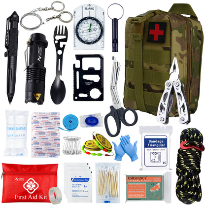 Survival First Aid Kit Survival Full Set  Outdoor Gear Emergency Kits Trauma Bag Camping Hiking