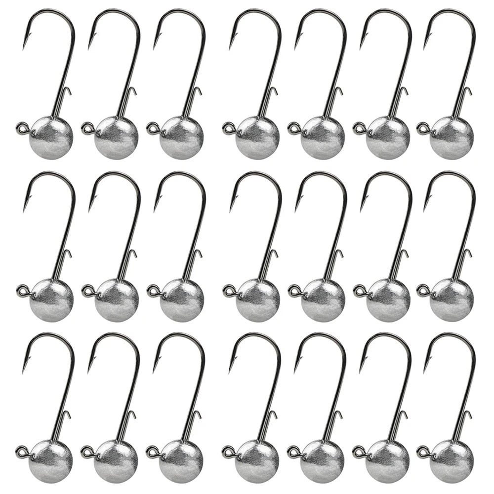 50Pcs Round Ball Jig Heads Carp Fishing Hook Accessories Ned Rig Jig Head Crappie Bass Trout Lure Fishing Equipment Articles