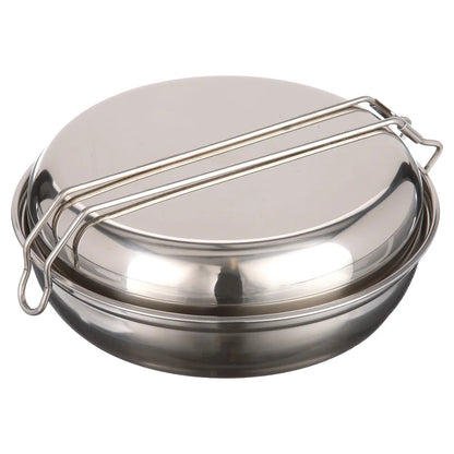 Space Saving 5 Piece Cookware Set Stainless Steel Mess Kit Non Stick Pot Fry Pan Plate Bowl Camping Cooking Tools