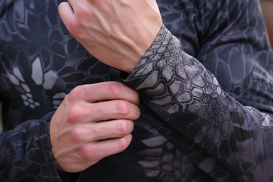 Long-Sleeve T-Shirt Anti-Sweat   Shirts Breathable Camo  Hunting Clothes Men Elasticity Sun-Protective Top