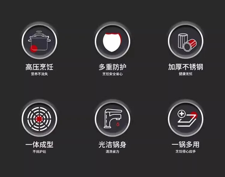 Commercial Stainless Steel Pressure Cooker, Large Capacity Explosion-Proof for Gas/Induction Stove, Restaurant Kitchen Use