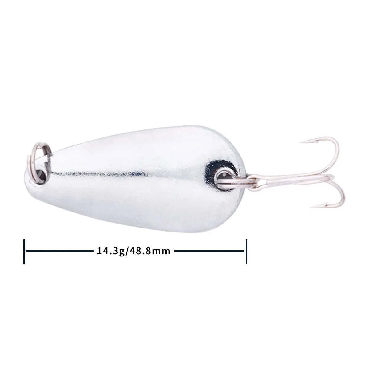 Hengjia 1pcs Metal Bait Spoon Lure with Treble Hook Gold /Silver River Fishing Lure for Bass Pike Perch