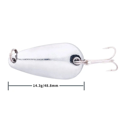 Hengjia 1pcs Metal Bait Spoon Lure with Treble Hook Gold /Silver River Fishing Lure for Bass Pike Perch