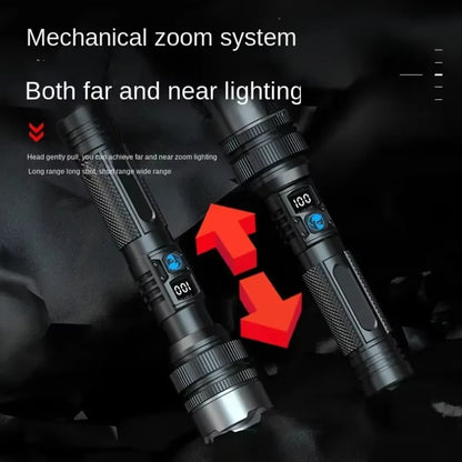 Powerful LED Flashlight With Zoom And Digital Display