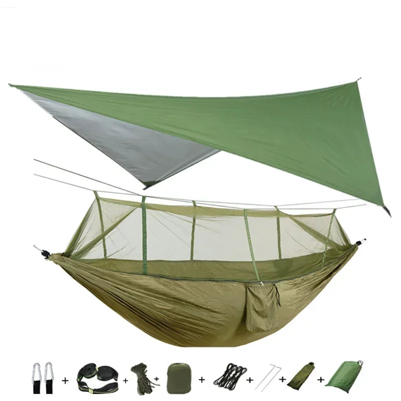Camping Hammock with Mosquito Net&Rainfly Tent Tarp & Tree Straps
