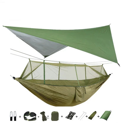 Camping Hammock with Mosquito Net&Rainfly Tent Tarp & Tree Straps