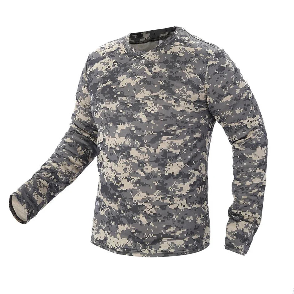 Long-Sleeve T-Shirt Anti-Sweat   Shirts Breathable Camo  Hunting Clothes Men Elasticity Sun-Protective Top