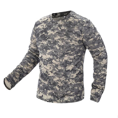 Long-Sleeve T-Shirt Anti-Sweat   Shirts Breathable Camo  Hunting Clothes Men Elasticity Sun-Protective Top