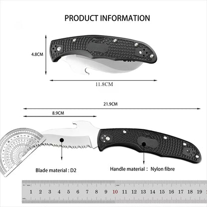 Tactical Folding Stainless Steel Handle Spear Point Flat Edge
