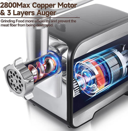 Meat Grinder, Sausage Stuffer, [2800W Max] Electric Meat Mincer
