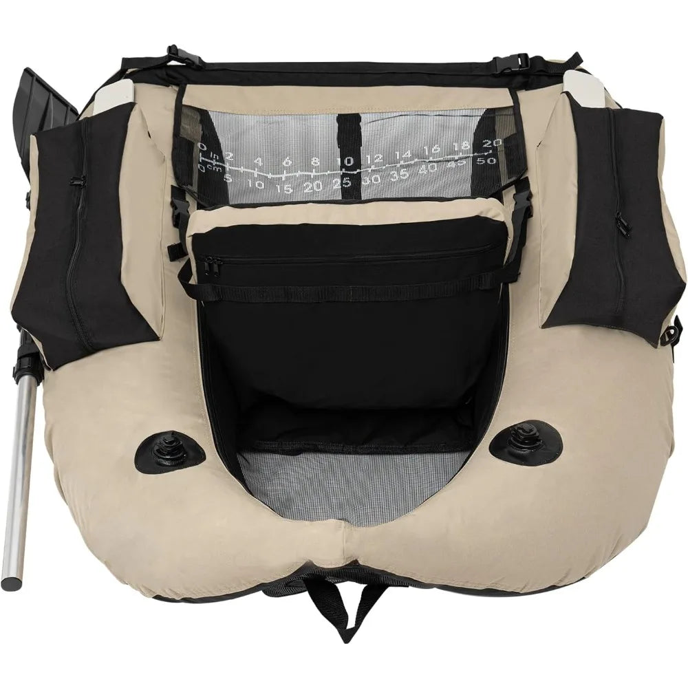 Fishing Float Tube Inflatable Boats U-Shaped Fishing Raft with Hand Air Pump Fish Ruler Paddle and Storage Pockets for Angling