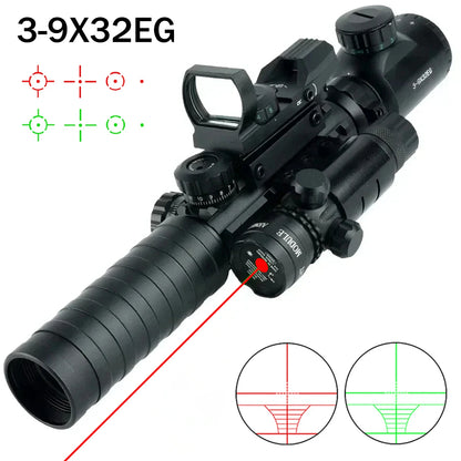 Tactical 3-9X32EG Riflescope Laser Red Dot 3 in 1 Combo Optic