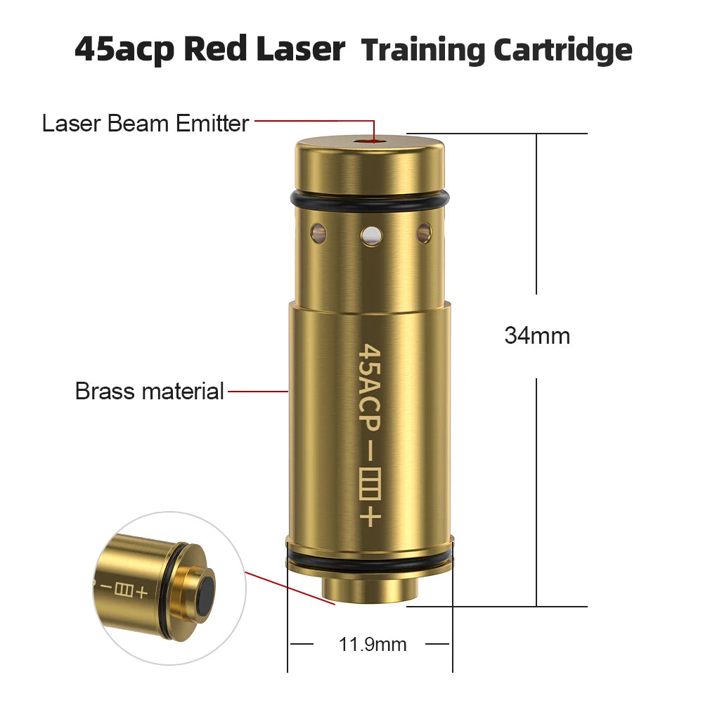 45ACP laser training cartridge Red Dot Laser Training Bullet Dry Fire Laser Trainer Cartridge Tactical Laser Bullet