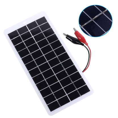 10W Solar Battery Charger with Carabiner 12V Solar Power Bank Polysilicon Solar Charger Plate Portable for Outdoor Lamp Pump