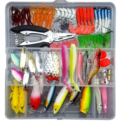 Kit Fishing Lures Set Hard Artificial Wobblers Metal Jig Spoons Soft Lure Fishing Silicone Bait Fishing