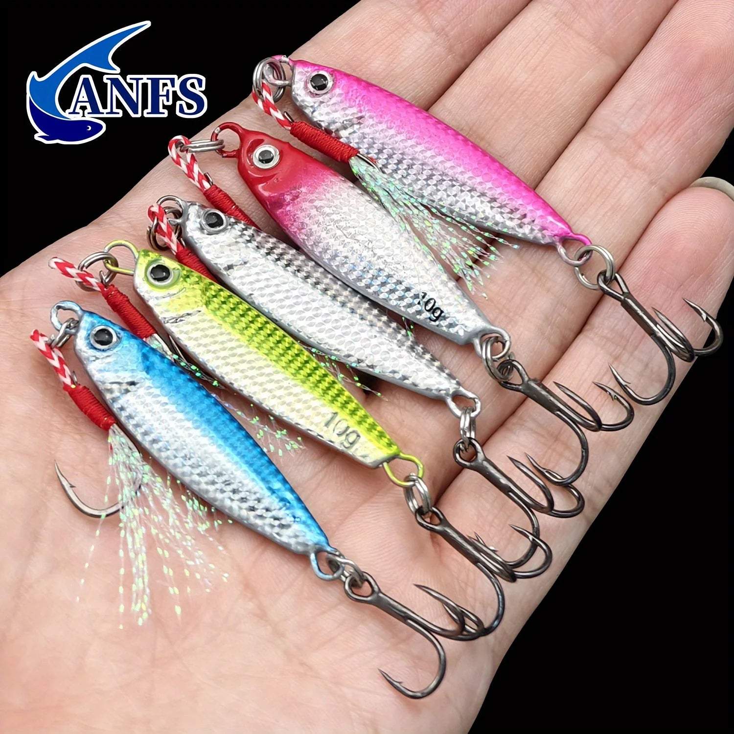 ANFS 5pcs 10gMetal Jig Fishing Lures Set - Artificial Bass Baits,Trout Jigging Lure for Freshwater Saltwater Fishing