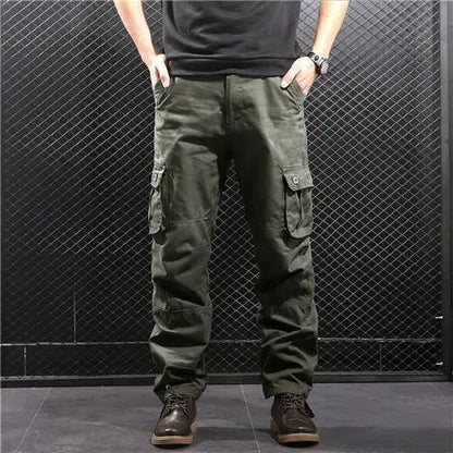 Cargo Pants Men's Pure Cotton Loose Casual Trousers Camo Overalls Multi-pocket Wear Resistant Straight Pants Outdoor Sport Pants