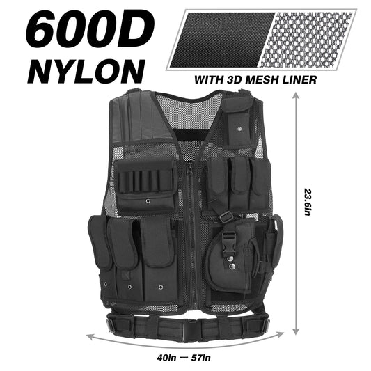 Tactical Vest Multi-Pockets Breathable Combat Vest Outdoor Military Airsoft Army Vest for Hunting Camping Hiking