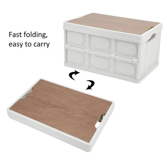 Folding Storage Box  with Wooden Panel for Outdoor