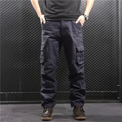 Cargo Pants Men's Pure Cotton Loose Casual Trousers Camo Overalls Multi-pocket Wear Resistant Straight Pants Outdoor Sport Pants
