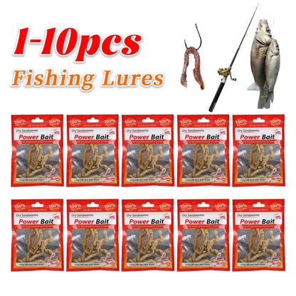 Dry Sandworms Fishing Lures Artificial Bait Lifelike Dry Lugworm Sandworms for Saltwater Freshwater Fishing