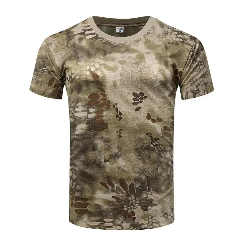 Camouflage 3D T-shirt for men outdoor fashion and casual round-neck short-sleeved hunting   T-shirt lightweight style