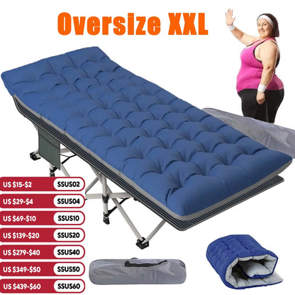 XXL Camping Bed/Camping Cots For Adults, Portable &amp; Foldable Folding Cot Bed With 4" Cozy Mattress, Easy-to-Carry Outdoor Daybed