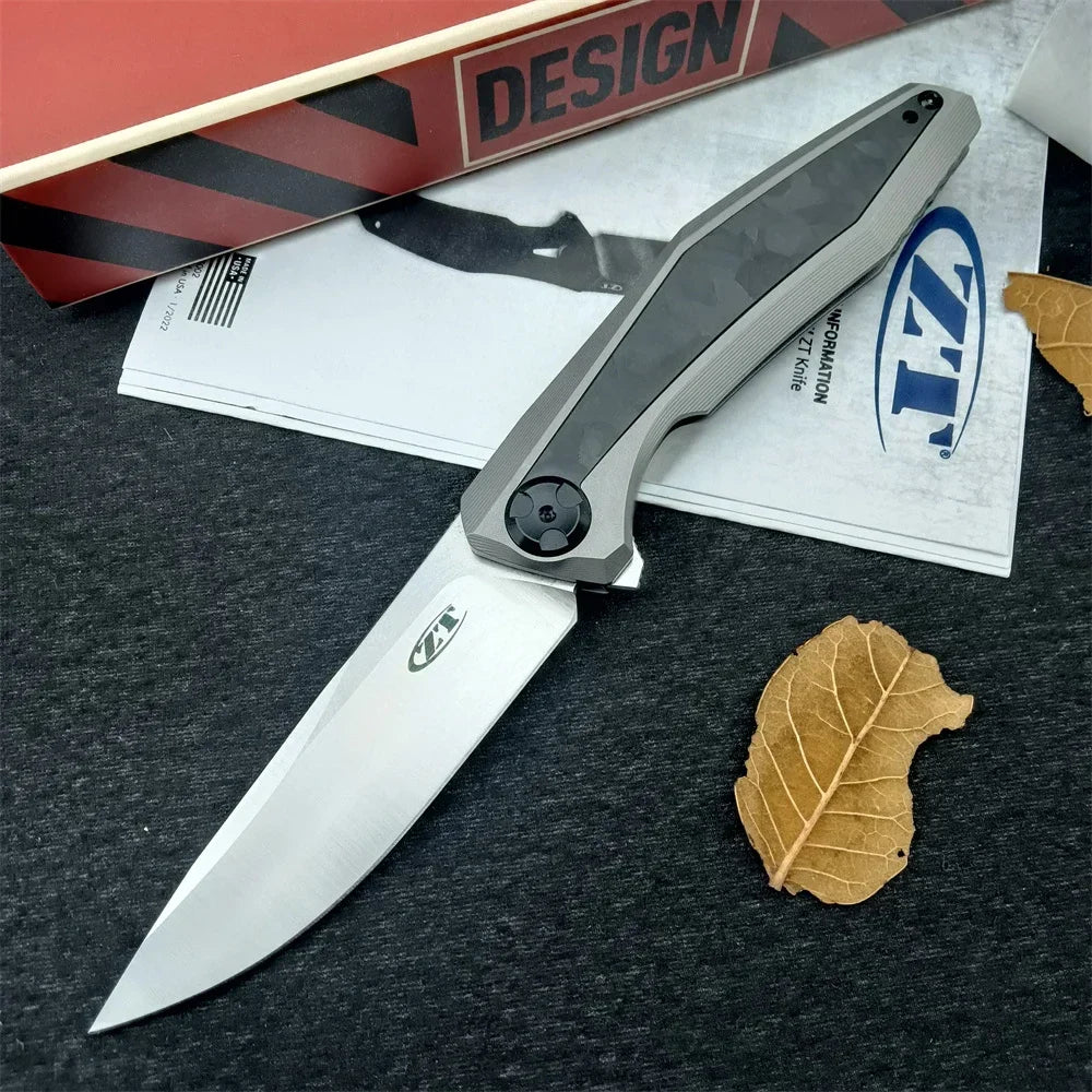 Flipper Marbled Carbon Fiber Folding Knife Tactical Survival Outdoor EDC Pocket Tools