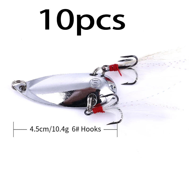 Hengjia 1pcs Metal Bait Spoon Lure with Treble Hook Gold /Silver River Fishing Lure for Bass Pike Perch