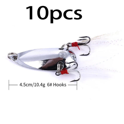Hengjia 1pcs Metal Bait Spoon Lure with Treble Hook Gold /Silver River Fishing Lure for Bass Pike Perch