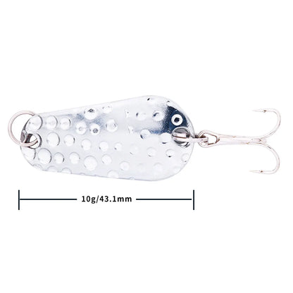 Hengjia 1pcs Metal Bait Spoon Lure with Treble Hook Gold /Silver River Fishing Lure for Bass Pike Perch