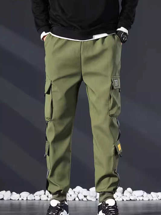 Multi-pockets Ribbons Bandage Tactical Techwear Cargo Pants Mens Harajuku Punk Hip Hop Joggers Pantalons Casual Streetwear