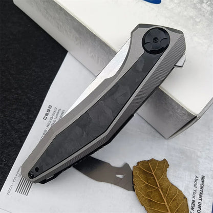 Flipper Marbled Carbon Fiber Folding Knife Tactical Survival Outdoor EDC Pocket Tools