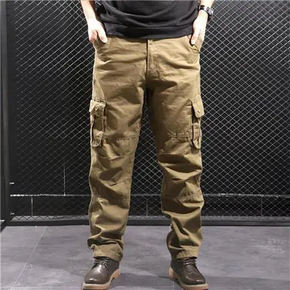 Cargo Pants Men's Pure Cotton Loose Casual Trousers Camo Overalls Multi-pocket Wear Resistant Straight Pants Outdoor Sport Pants
