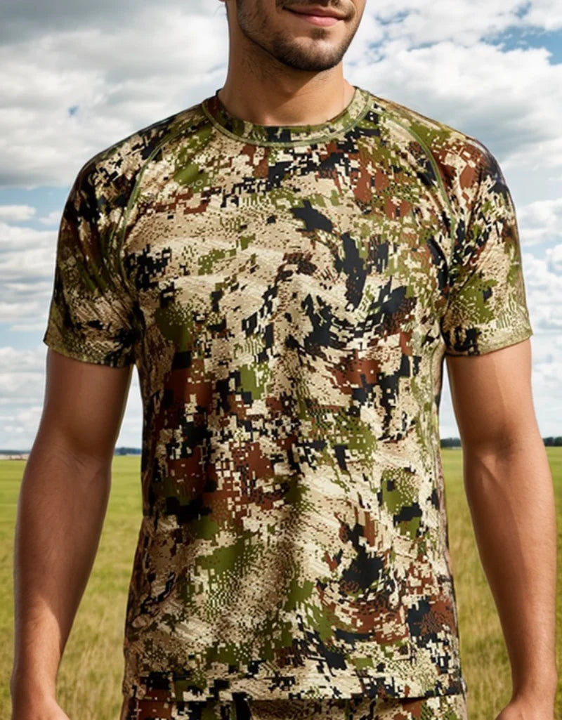 Men's quick-drying printed camo hunting short sleeve