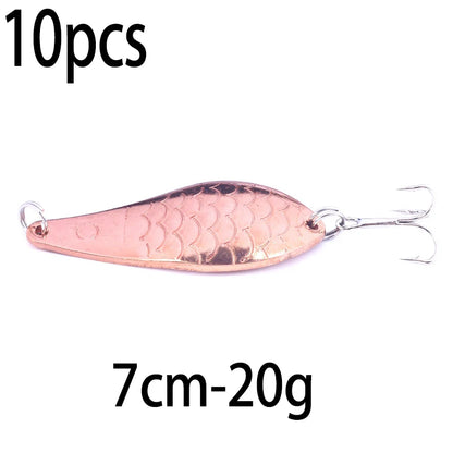 Hengjia 1pcs Metal Bait Spoon Lure with Treble Hook Gold /Silver River Fishing Lure for Bass Pike Perch