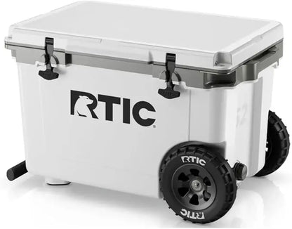 52 Quart Ultra-Light Wheeled Hard Cooler Insulated Portable Ice Chest Box for Beach, Drink, Beverage, Camping, Picnic, Fishing,