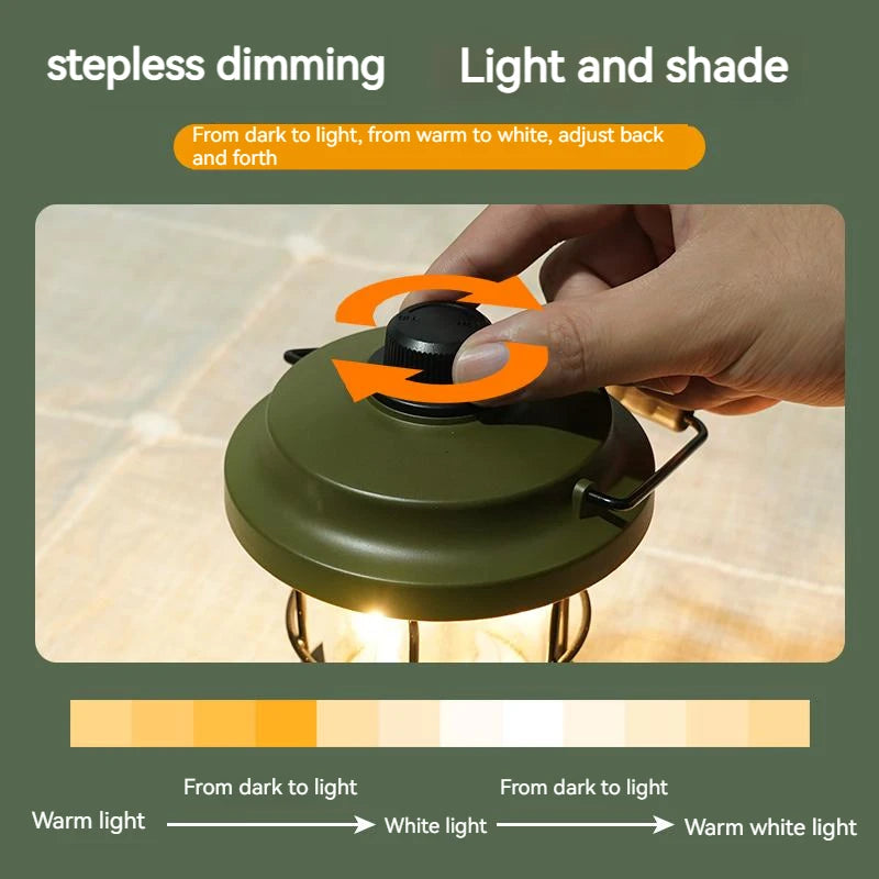Retro Lamp Portable Camping Lantern USB Recharge Camping Tent Lighting Camping Equipment
