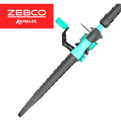Zebco Rambler Fishing Reel and Rod Combo, Durable Fiberglass Rod with Built-in Carabiner, Patented No-Tangle Reel, Pre-Spooled w