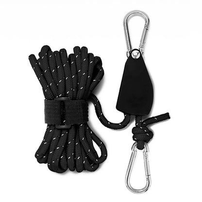 4mm 4m Awning Wind Rope Fastener Reflective Tent Wind Rope Fixed Buckle with Carabiner Wind Rope Fastener Adjustable for Outdoor