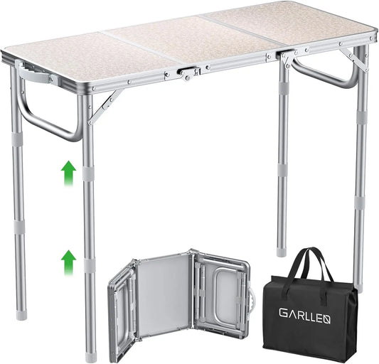Folding camping table,87x40cm,3 adjustable heights (26/48/70cm),portable for camping,picnic,garden use