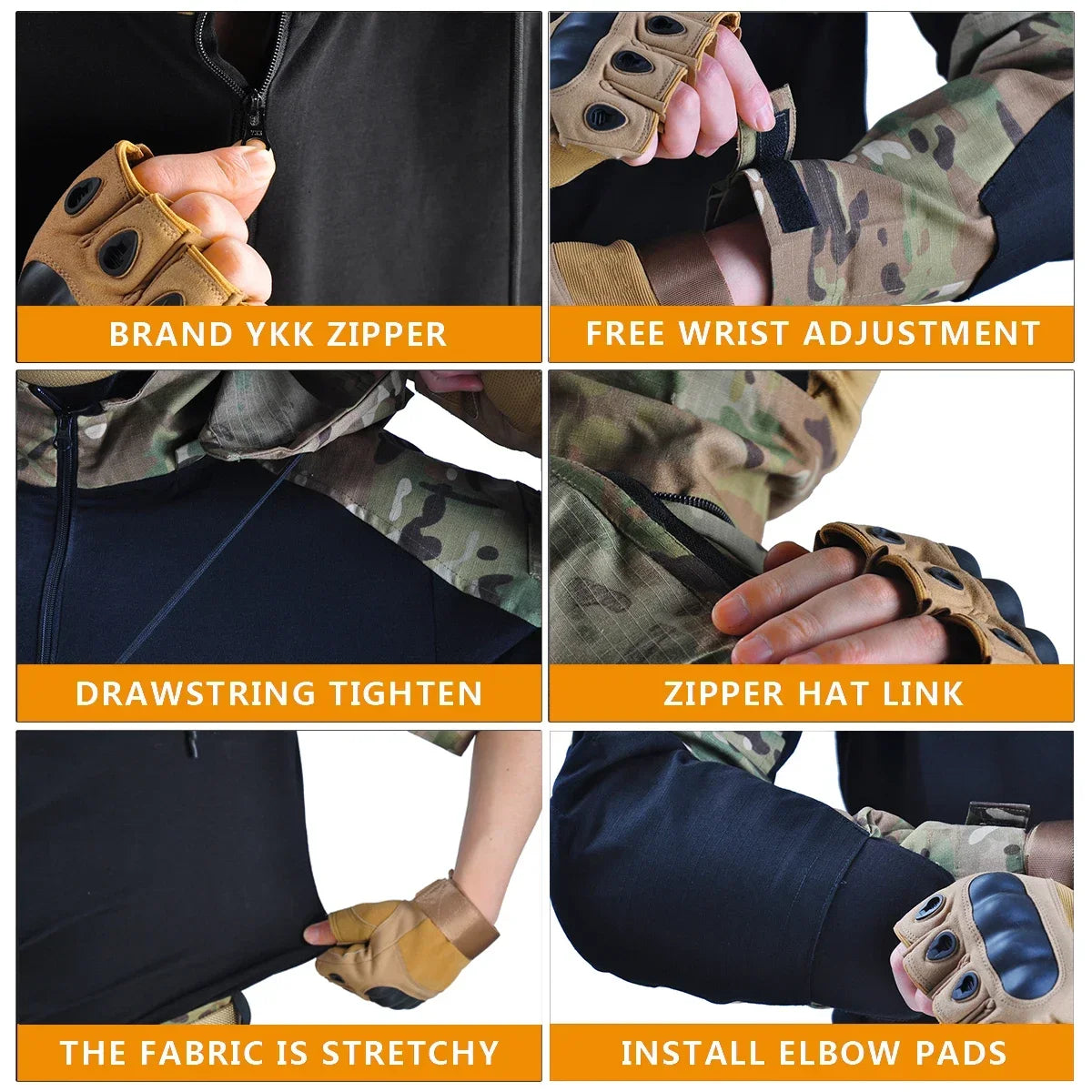 Hunting Shirts Mens Clothing Wear-resisting Tops Multi Pockets