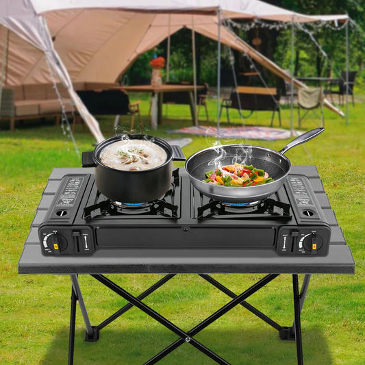 Portable Camping Stove, 2 Burners Butane Camping Stove
