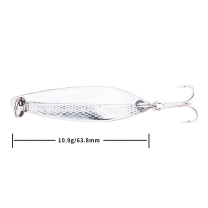 Hengjia 1pcs Metal Bait Spoon Lure with Treble Hook Gold /Silver River Fishing Lure for Bass Pike Perch
